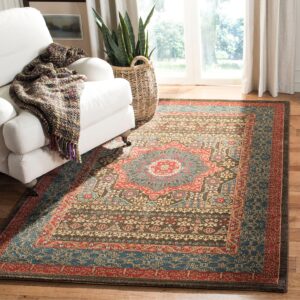 SAFAVIEH Mahal Collection Area Rug - 9' x 12', Navy & Red, Traditional Oriental Design, Non-Shedding & Easy Care, Ideal for High Traffic Areas in Living Room, Bedroom (MAH620C)