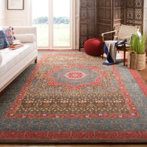 SAFAVIEH Mahal Collection Area Rug - 9' x 12', Navy & Red, Traditional Oriental Design, Non-Shedding & Easy Care, Ideal for High Traffic Areas in Living Room, Bedroom (MAH620C)