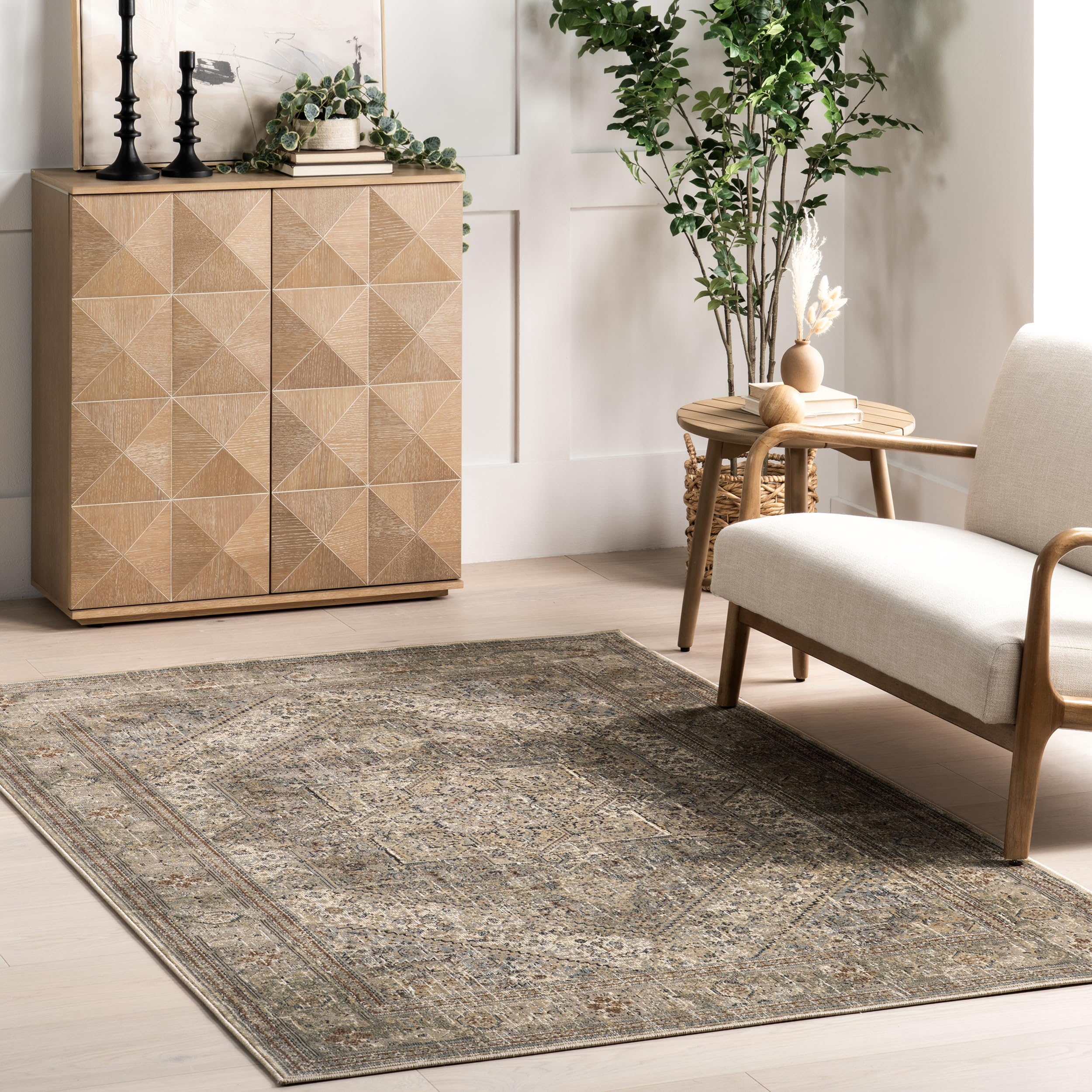 nuLOOM Carol Traditional Medallion Area Rug, 8x11, Beige