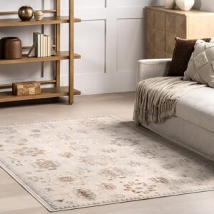 nuloom krystin medallion 2x3 machine washable accent rug for living room bedroom dining room entryway kitchen, beige/ivory