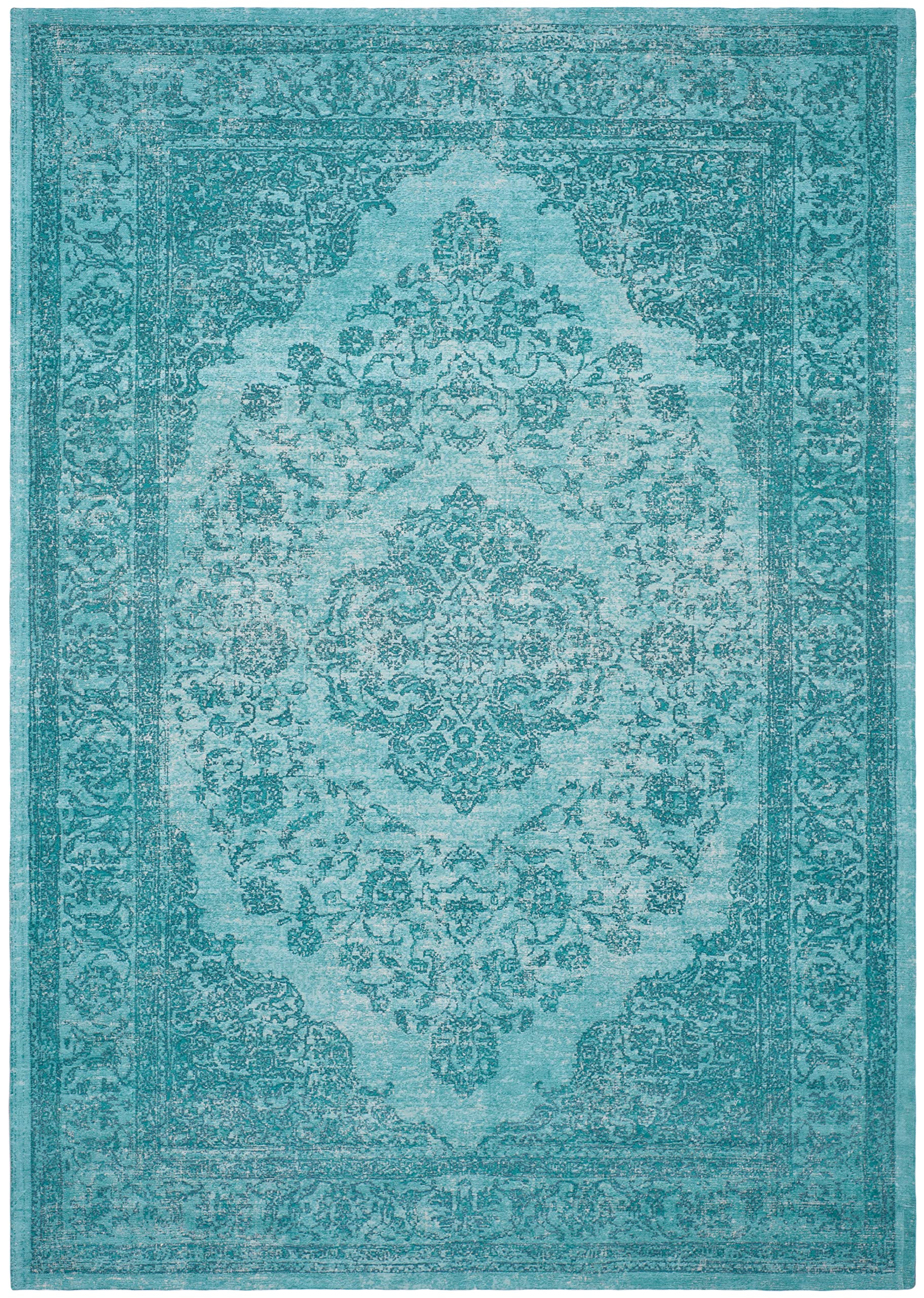 SAFAVIEH Classic Vintage Collection Area Rug - 8' x 10', Aqua, Oriental Medallion Cotton Design, Easy Care, Ideal for High Traffic Areas in Living Room, Bedroom (CLV121E)