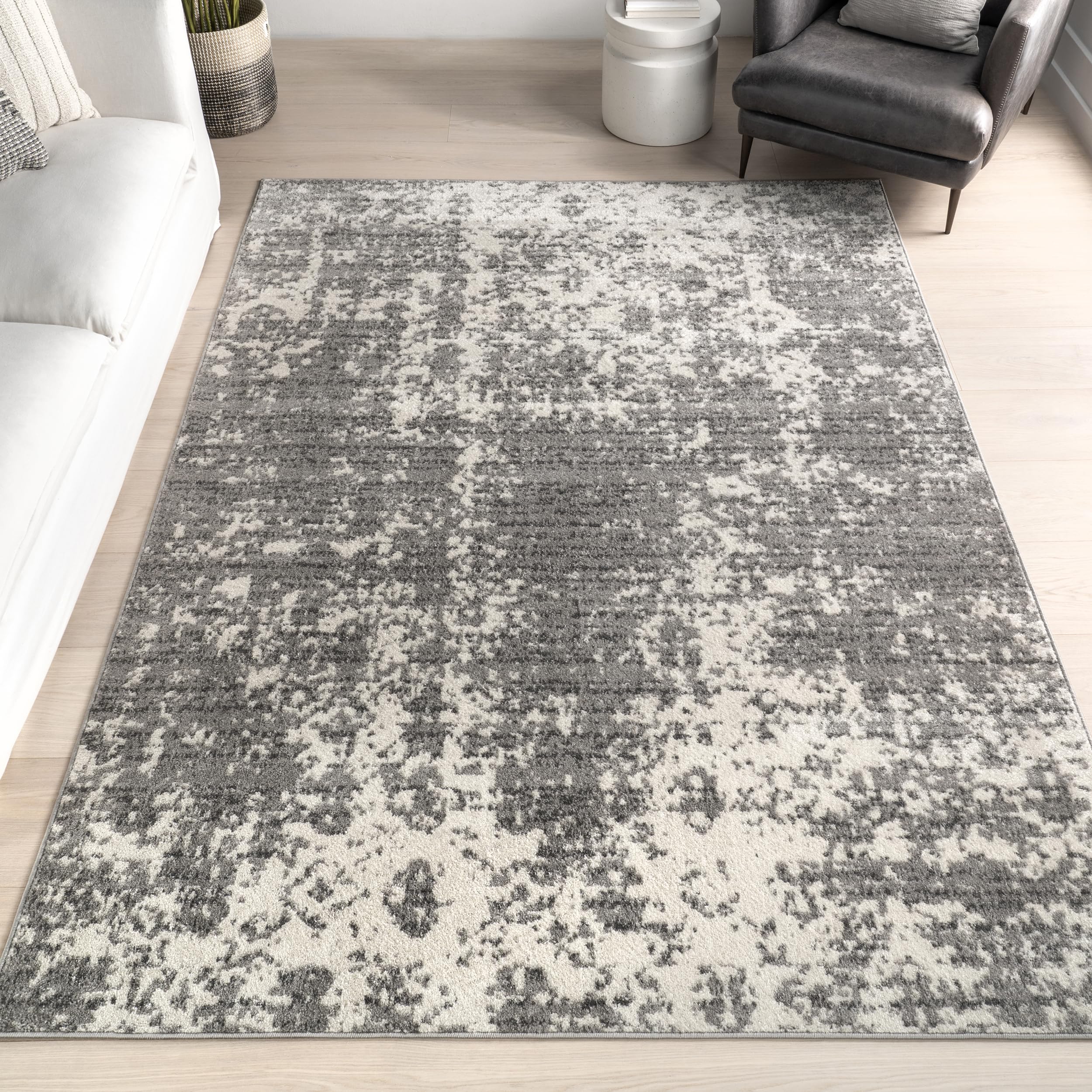 nuLOOM Deedra Modern Abstract Area Rug - 8x12 Area Rug Modern/Contemporary Grey/Ivory Rugs for Living Room Bedroom Dining Room Kitchen