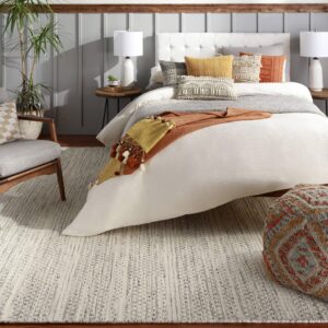 Mark&Day Wool Rugs, 5x7 Marie Global Cream Area Rug, White Black Carpet for Living Room, Bedroom or Kitchen (5' x 7'6")