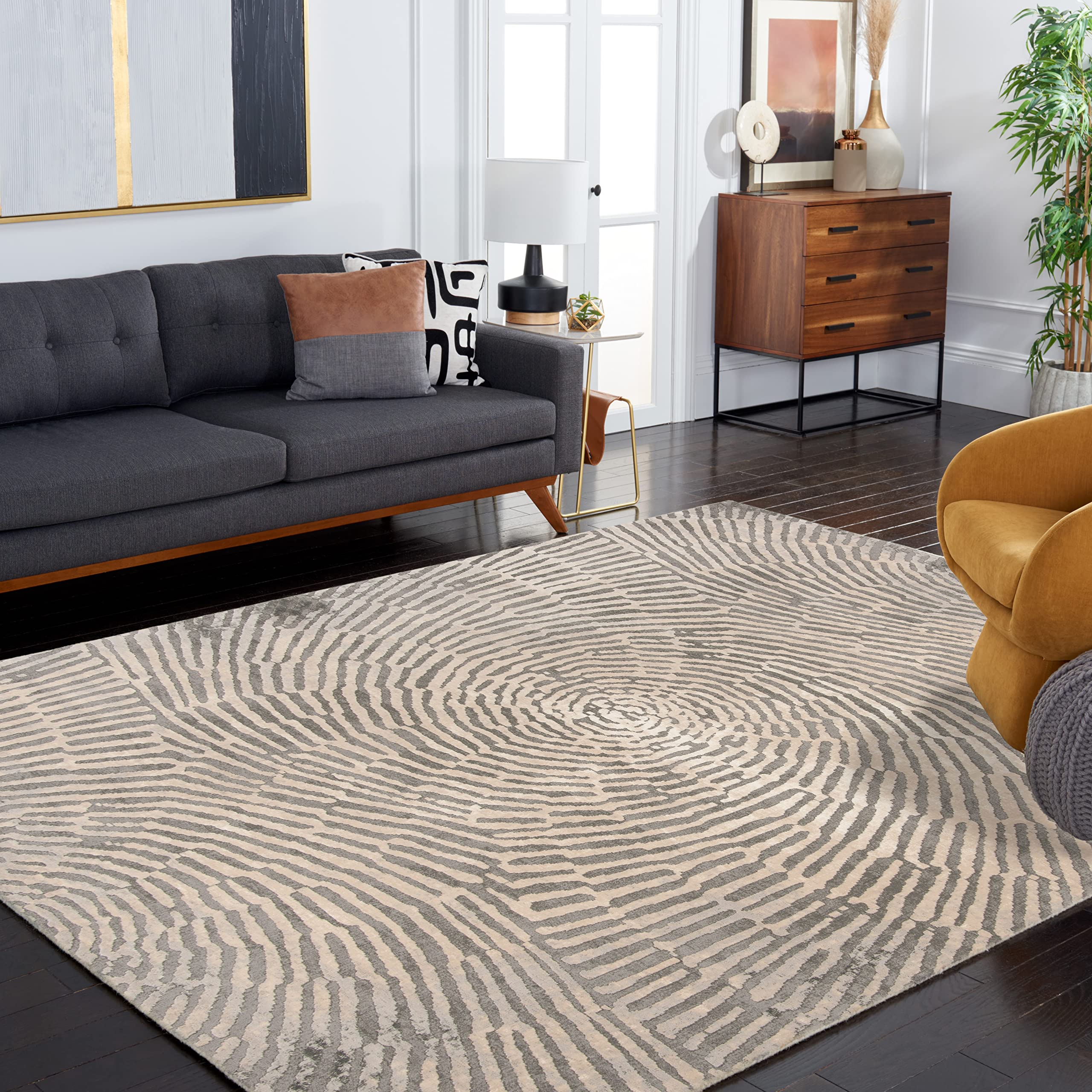 SAFAVIEH Meadow Collection 9' x 12' Taupe MDW343E Modern Abstract Area Rug