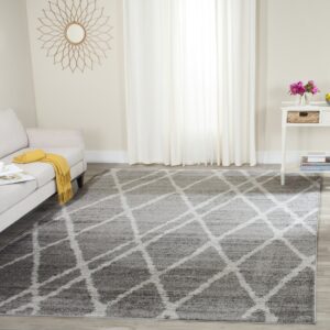 SAFAVIEH Adirondack Collection Area Rug - 9' x 12', Light Grey & Ivory, Modern Plaid Design, Non-Shedding & Easy Care, Ideal for High Traffic Areas in Living Room, Bedroom (ADR129B)