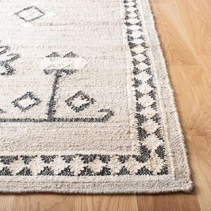 SAFAVIEH Kilim Collection Area Rug - 9' x 12', Grey & Black, Handmade Flat Weave Jute, Ideal for High Traffic Areas in Living Room, Bedroom (KLM762F)