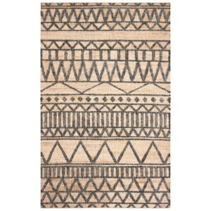 SAFAVIEH Kilim Collection Area Rug - 9' x 12', Natural & Charcoal, Handmade Flat Weave Jute, Ideal for High Traffic Areas in Living Room, Bedroom (KLM752A)