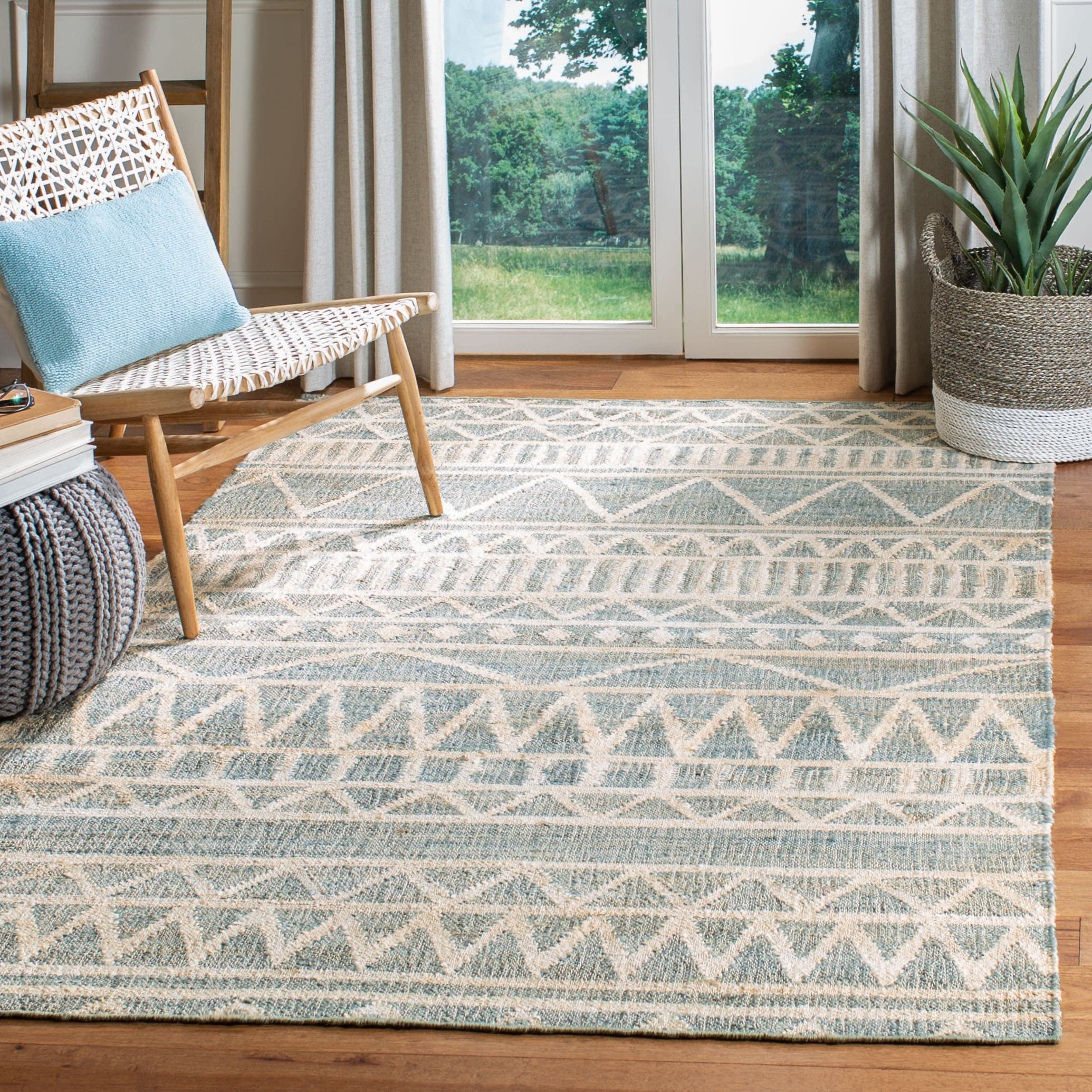 SAFAVIEH Kilim Collection Area Rug - 9' x 12', Natural & Charcoal, Handmade Flat Weave Jute, Ideal for High Traffic Areas in Living Room, Bedroom (KLM752A)