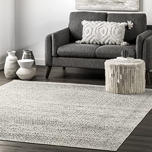 nuLOOM Abstract Tribal Machine Washable Ultra Thin Area Rug, 8x10, Grey