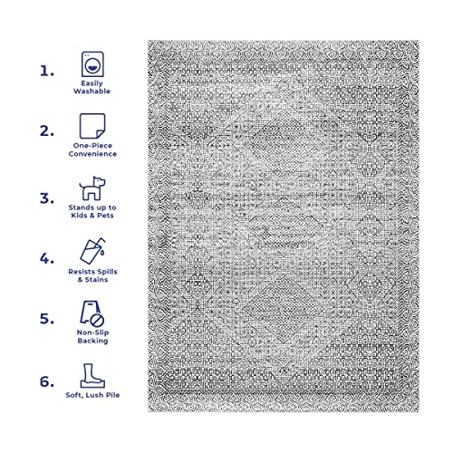 nuLOOM Abstract Tribal Machine Washable Ultra Thin Area Rug, 8x10, Grey