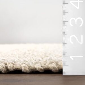 nuLOOM 6x9 Daniela Jute Tassel Hand Woven Area Rug, Off White, Solid Chunky Farmhouse Design, Natural Fiber, For Bedroom, Dining Room, Living Room, Hallway, Office, Entryway