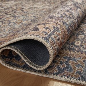 Loloi Amber Lewis x Loloi Georgie Collection GER-05 Denim / Spice, 3'-0" x 12'-0", 0.19" Thick Runner Rug