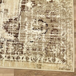 Antep Rugs Elite 5x7 Vintage Bohemian Distressed Oriental Medallion Indoor Area Rug (Beige, 5' x 7')