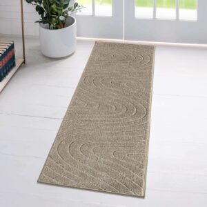 LUXE WEAVERS Modern Geometric Wave Beige 2x8 Area Rug