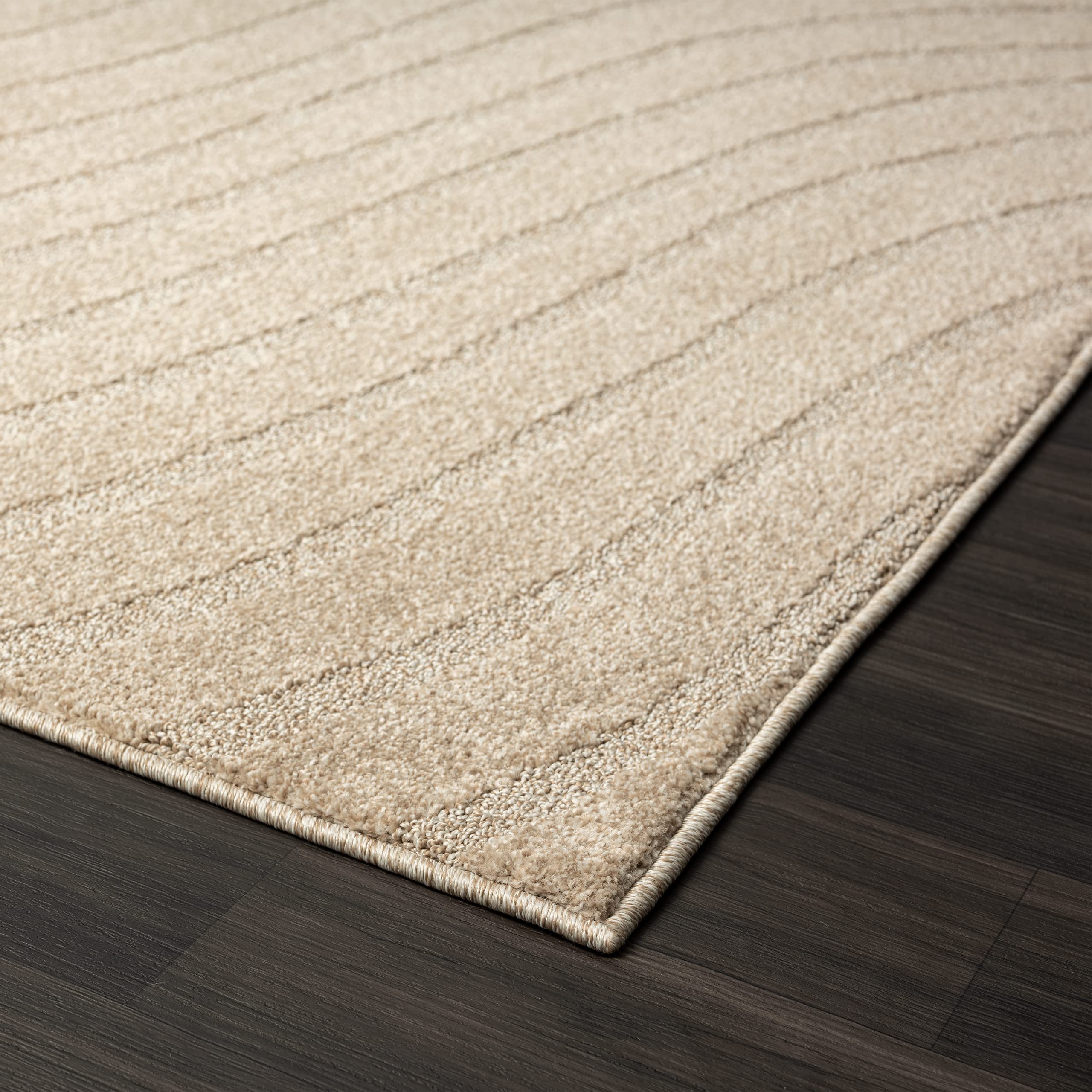 LUXE WEAVERS Modern Geometric Wave Beige 2x8 Area Rug