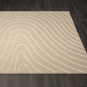 LUXE WEAVERS Modern Geometric Wave Beige 2x8 Area Rug