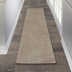 LUXE WEAVERS Modern Geometric Wave Beige 2x8 Area Rug