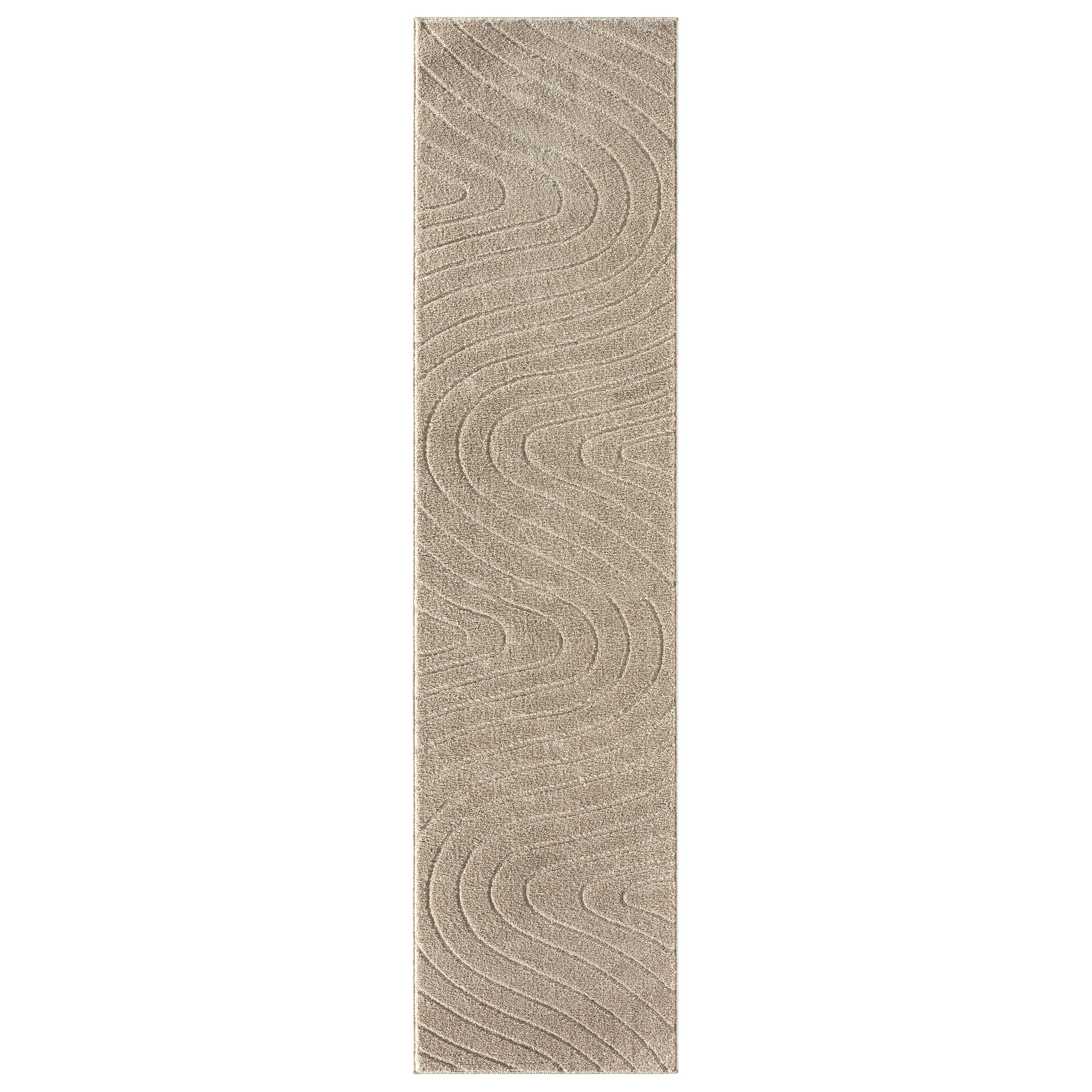 LUXE WEAVERS Modern Geometric Wave Beige 2x8 Area Rug