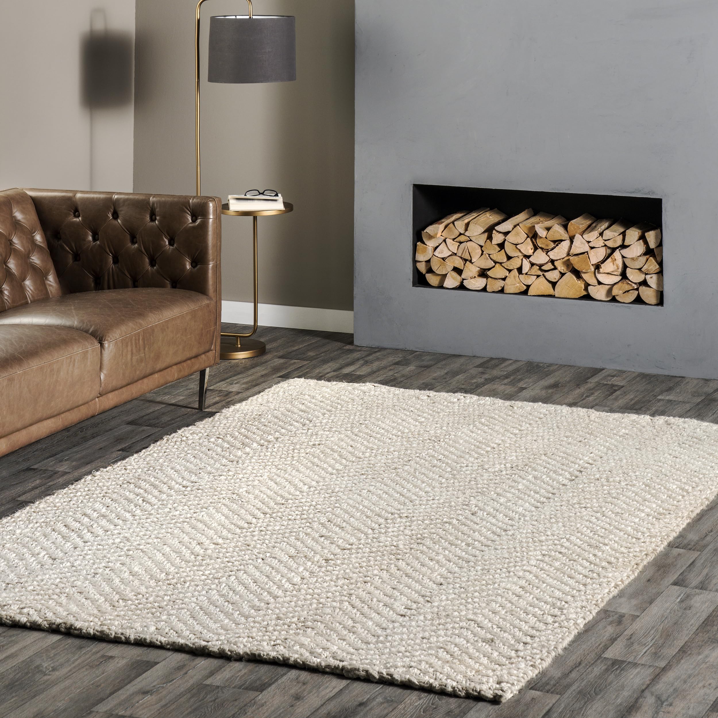 nuLOOM Lisandra Casual Chevron Jute Area Rug, 6x9, Off-white