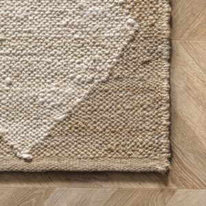 Rugs USA x Arvin Olano Louie Diamond Checkerboard Jute Area Rug, 9' x 12', Natural