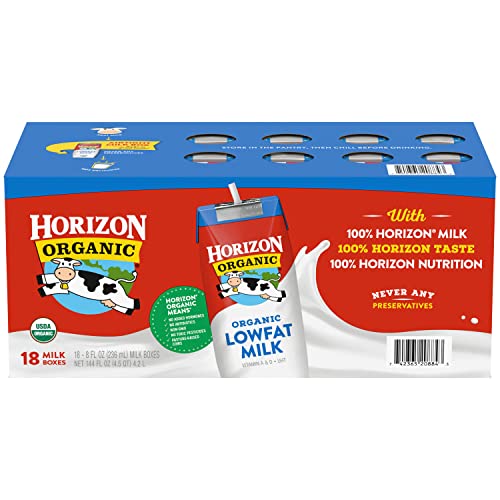 Horizon Organic Shelf-Stable 1% Low Fat milk Boxes, 8 Fl Oz (Pack of 18)