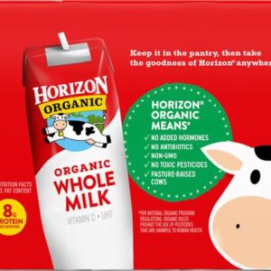 Horizon Organic Horizon Organic Shelf-Stable Whole Milk Boxes, Whole Milk Single Serve, 8 oz, 6 Pack, 8.0 fl oz (Pack of 6)