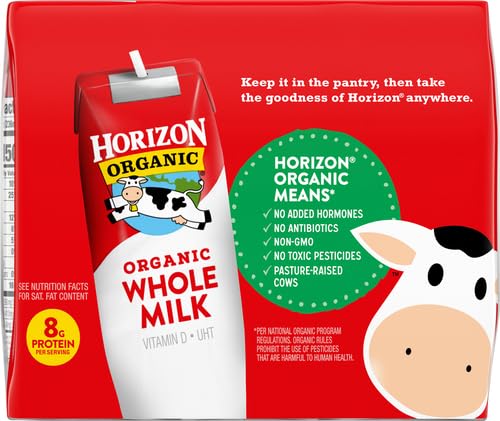 Horizon Organic Horizon Organic Shelf-Stable Whole Milk Boxes, Whole Milk Single Serve, 8 oz, 6 Pack, 8.0 fl oz (Pack of 6)