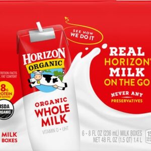 Horizon Organic Horizon Organic Shelf-Stable Whole Milk Boxes, Whole Milk Single Serve, 8 oz, 6 Pack, 8.0 fl oz (Pack of 6)