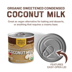 Organic Sweetened Condensed Coconut Milk by Nature’s Greatest Foods - 7.4 Oz – No Guar Gum, Gluten Free, Vegan (Pack of 12)