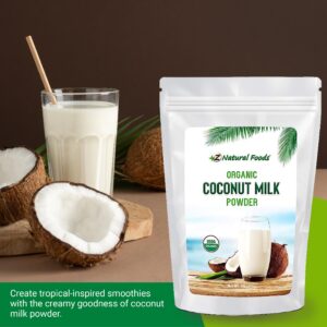 Z Natural Foods Coconut Milk Powder, 100% Powdered Milk, Non-GMO, Gluten-Free, Kosher-Certified, Organic Coconut Milk Powder, 1 lb