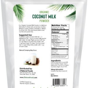 Z Natural Foods Coconut Milk Powder, 100% Powdered Milk, Non-GMO, Gluten-Free, Kosher-Certified, Organic Coconut Milk Powder, 1 lb