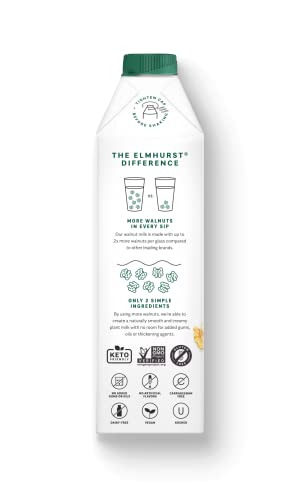 Elmhurst 1925 Milked Walnuts Unsweetened Walnut Milk, Dairy Free, Vegan, 32 Ounce (Pack of 6)