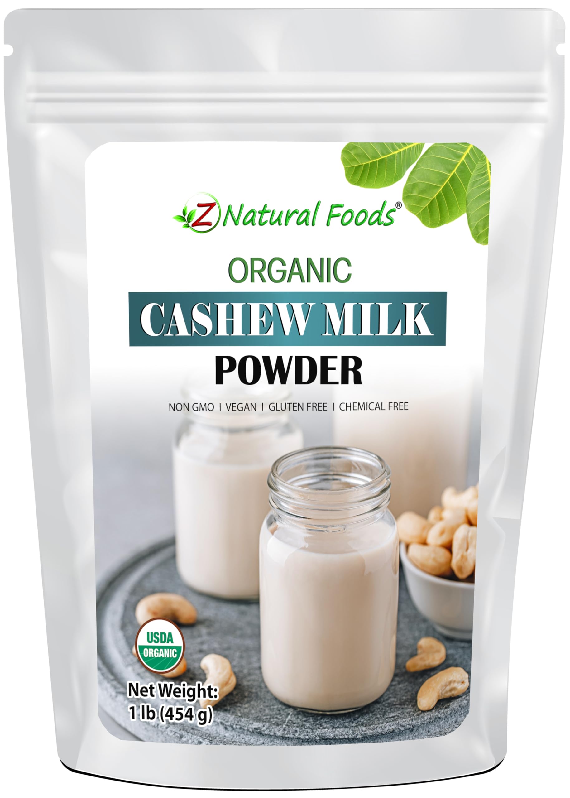 Z Natural Foods Cashew Milk Powder, Cashew Milk for Healthy Heart, Bones, and Skin, Ideal for Tea, Smoothies, and Recipes, High in Fiber, Non-GMO, Vegan, Gluten-Free, Kosher, 1 lb.