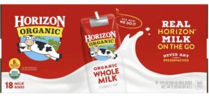 horizon organic whole milk, 18 pk./8 fl. oz.