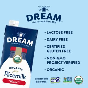 Dream Organic Whole Rice Milk, Dairy Free, 32 Fluid Ounces (Pack Of 12)