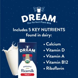 Dream Organic Whole Rice Milk, Dairy Free, 32 Fluid Ounces (Pack Of 12)