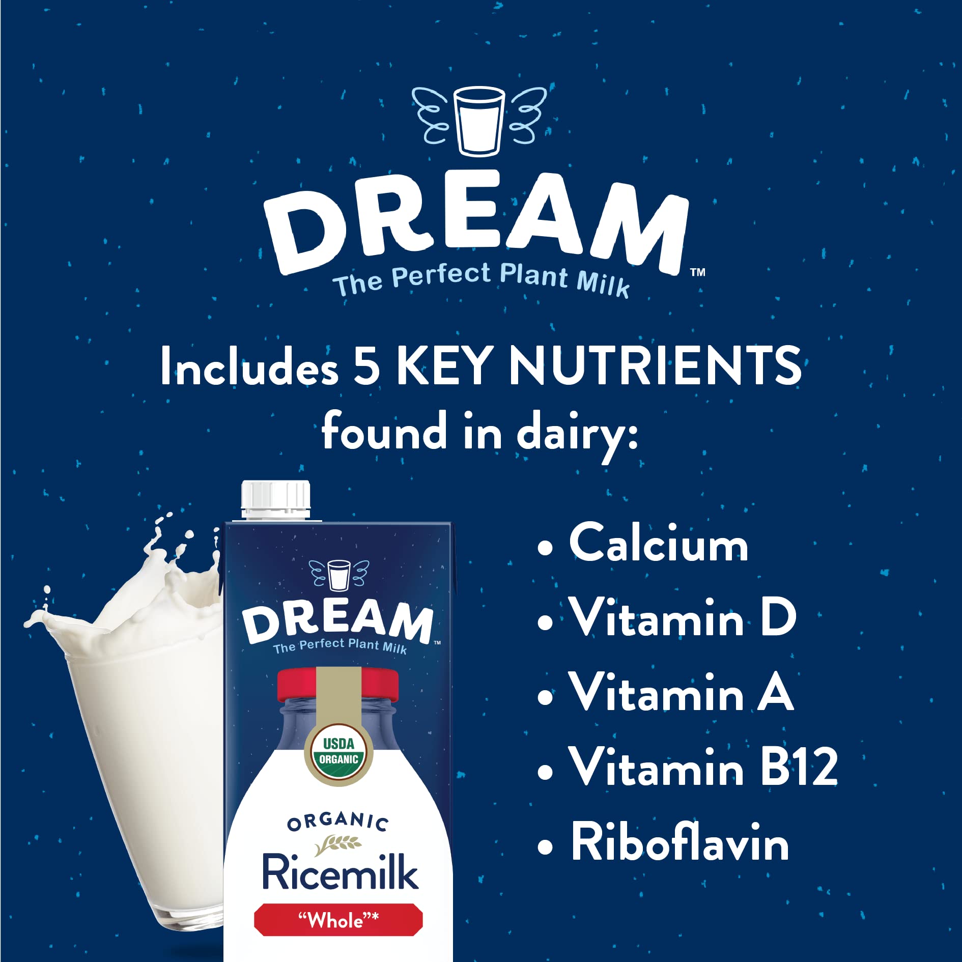 Dream Organic Whole Rice Milk, Dairy Free, 32 Fluid Ounces (Pack Of 12)