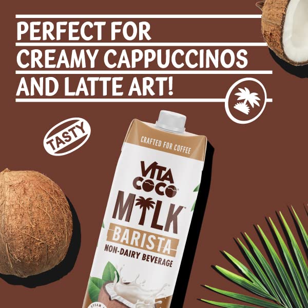 Vita Coco Barista Milk - Plant Based, Dairy Free Milk Alternative - Gluten Free, Soy Free, and Unsweetened - Perfect Add to Coffee, Matcha, Pink Drinks - 33.8 Fl Oz (Pack of 6)