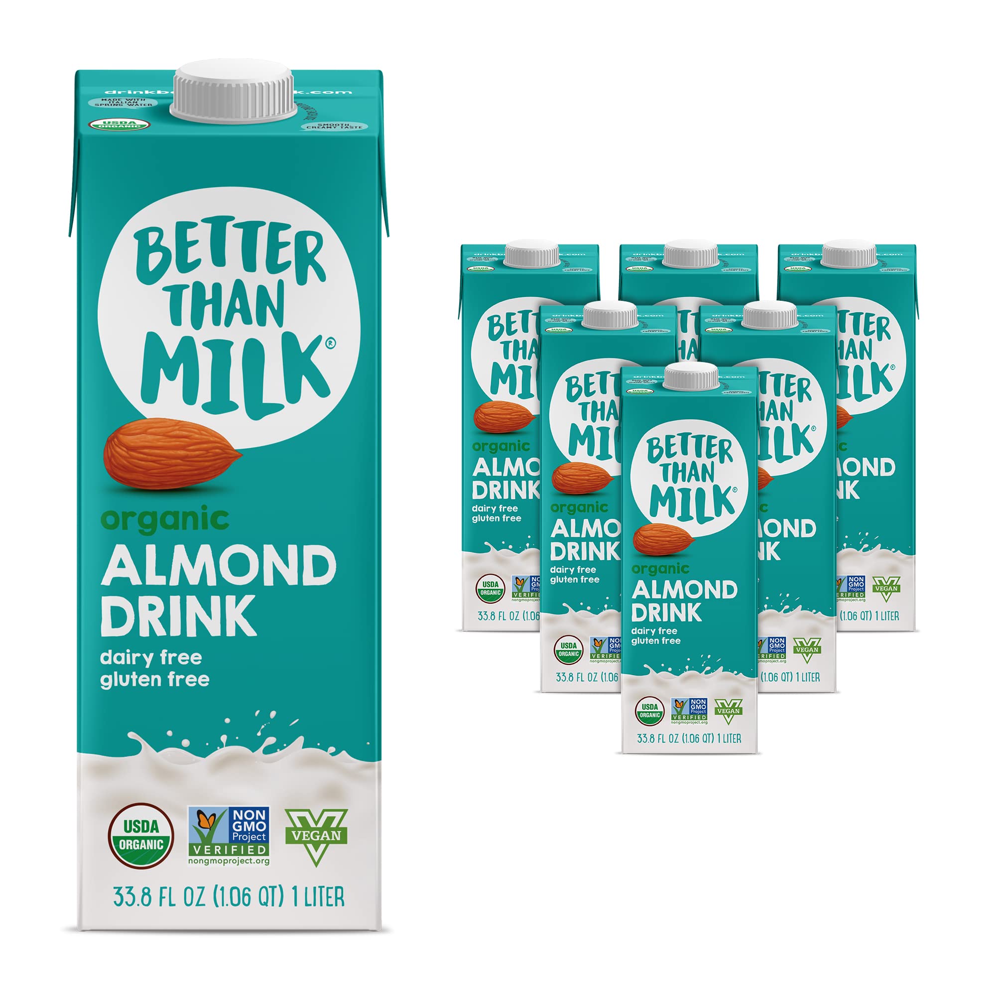 Better Than Milk Organic Almond Milk Original - Dairy-Free Vegan Friendly, Non GMO Certified (Pack of 6),33.8 Fl.Oz(Pack of 6)