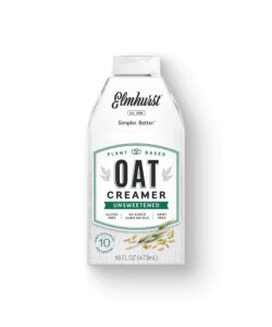 elmhurst 1925 unsweetened oat creamer, plant-based, vegan, 16 ounce (pack of 6)