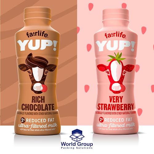 Fairlife Variety Pack - Rich Chocolate & Very Strawberry - 23g Protein, All Natural Flavors, Low Fat Ultra Filtered Milk Rich, 14oz (Pack of 6) By World Group Packing Solutions