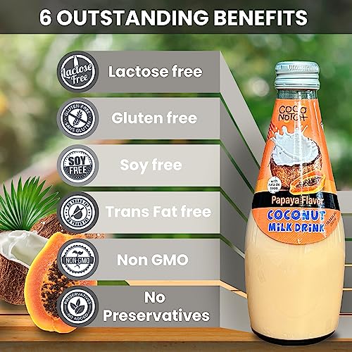 COCO NOTCH Coconut Milk Drink -10.14oz Coconut Milk Drink with Pulp – No Preservatives and Non-GMO – 6-Pack (Papaya)