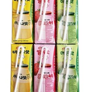 Binggrae Variety Banana, Strawberry, Melon Flavored Milk Drink 6 Packs