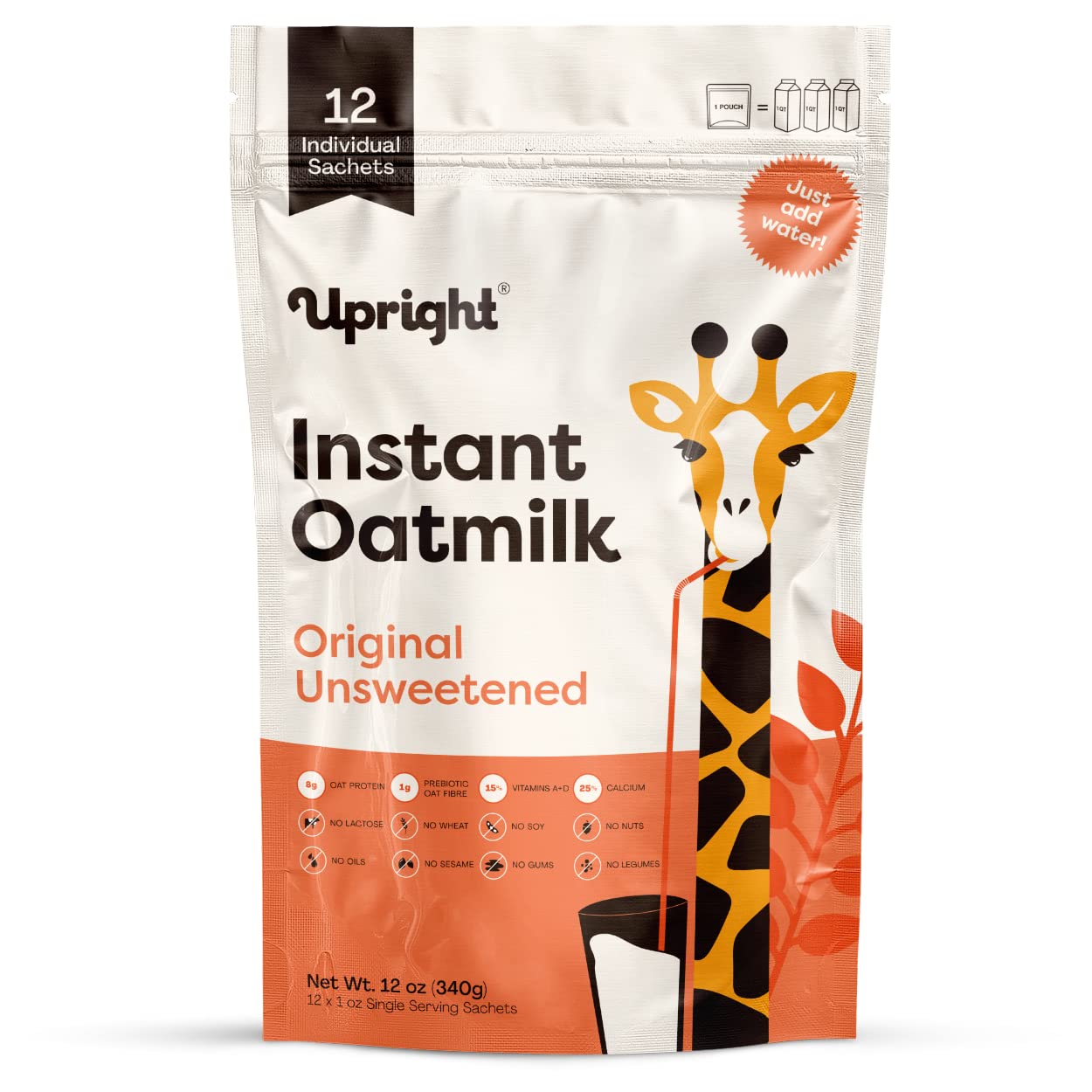 Upright High-Protein Instant Oatmilk (Original Unsweetened) (Single Serving - 12 Packets)