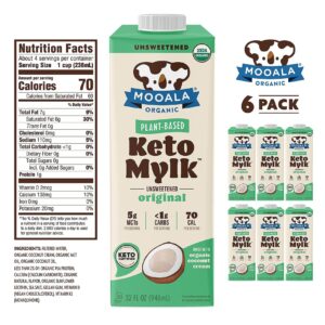 Mooala - Organic Original Keto Mylk, 1L (Pack of 6) – Shelf-Stable, Non-Dairy, Gluten-Free, Soy-Free, Plant-Based Milk With