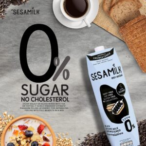 Sesamilk: Sesame Milk (Unsweetened Black Sesame Milk), 33.8 Fl Oz (Pack of 6) Vegan Dairy Free│Soy and Nut Free │Gluten Free │Low Sodium │0% Sugar │Halal