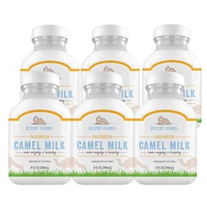 desert farms - organic fresh frozen camel milk - fresh flavor with health benefits - pure & natural grade a - allergen free milk from healthy camels in midwest - made in the usa [6 pack]