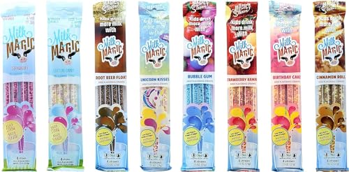 Milk Magic Sweet and Savory Bundle Milk Flavoring Straw | Gluten-Free BPA free Non-GMO Low in Sugar All-natural Flavor Straws | Encourage Milk Drinking with Flavor-Filled Straws - Pack of 8