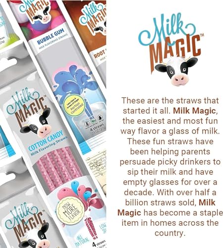 Milk Magic Sweet and Savory Bundle Milk Flavoring Straw | Gluten-Free BPA free Non-GMO Low in Sugar All-natural Flavor Straws | Encourage Milk Drinking with Flavor-Filled Straws - Pack of 8