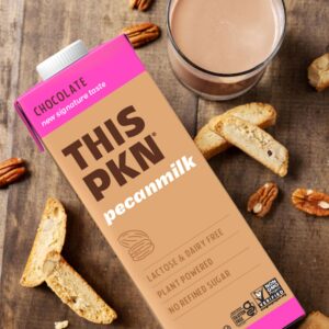 THIS PKN Pecan Nut Milk Chocolate Non Dairy Milk Alternative, Made from Real Texas Pecans, Plant Based Chocolate Milk, Made Without Added Sugars and No GMOs or Lactose (32oz, Pack of 6)